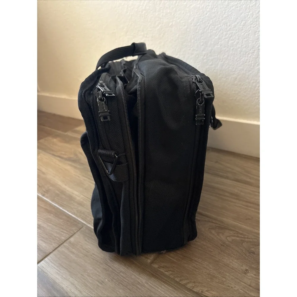TUMI 2-Way Briefcase Black Nylon Leather Expandable Handbag 26141DH Mens